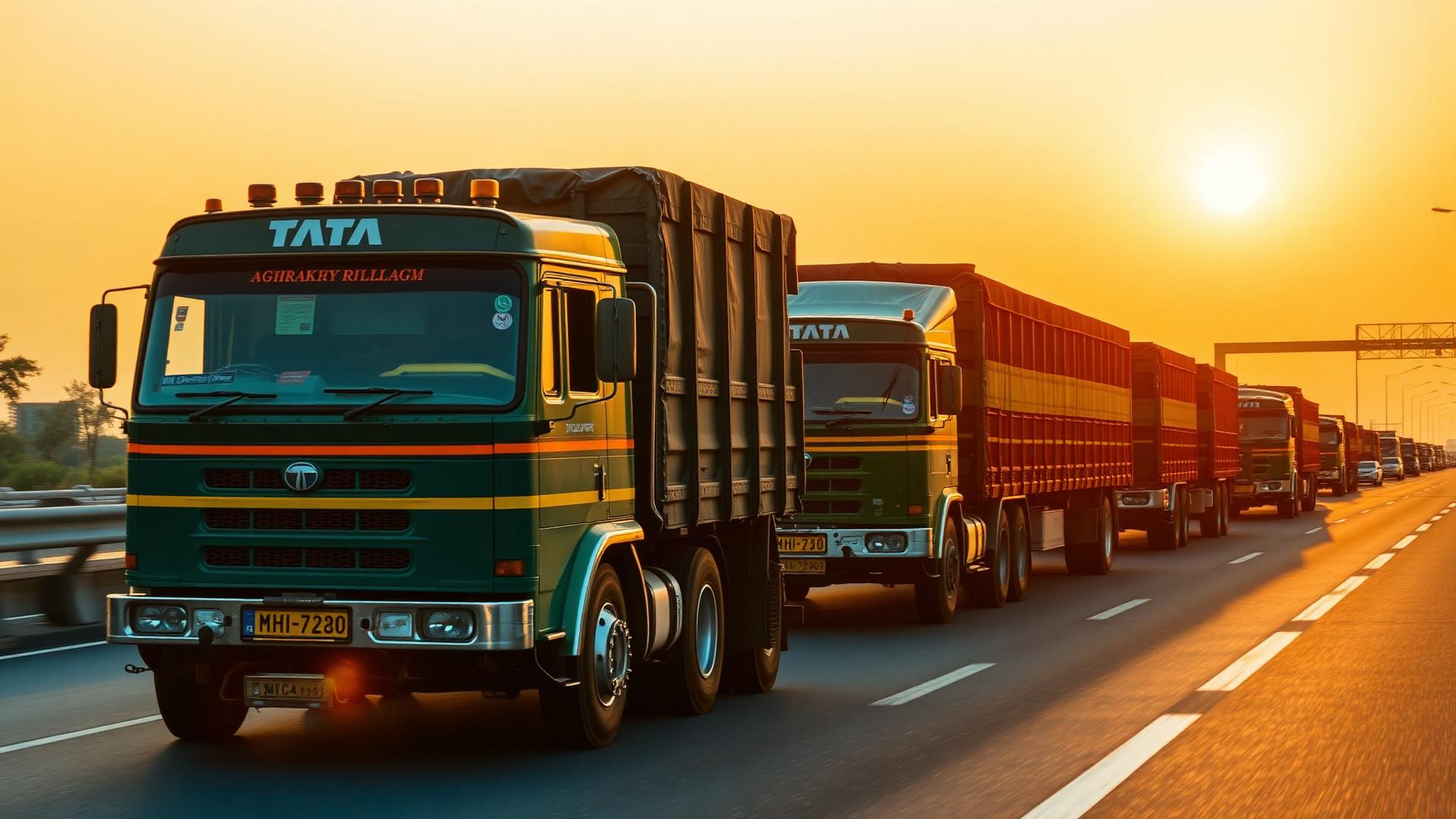 Indian commercial trucks on a highway